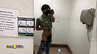 They publish a new porn video of a twink undressing in the city's public bathroom